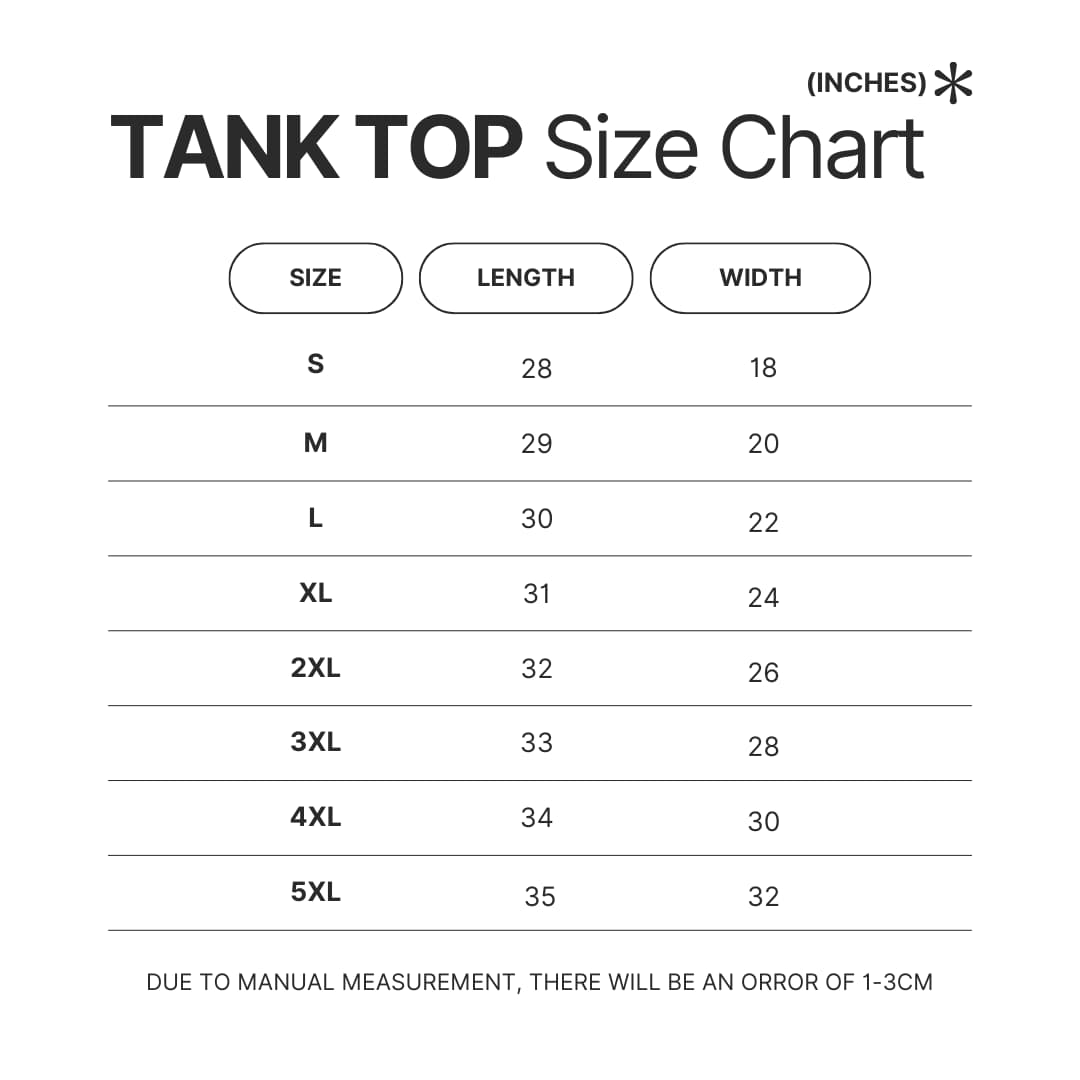 Tank Top Size Chart - Animal Crossing UK Shop