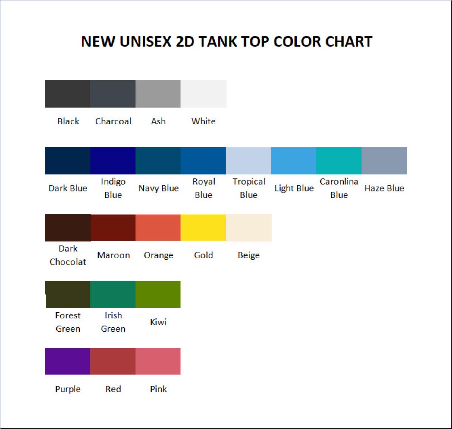tank top color chart - Animal Crossing UK Shop