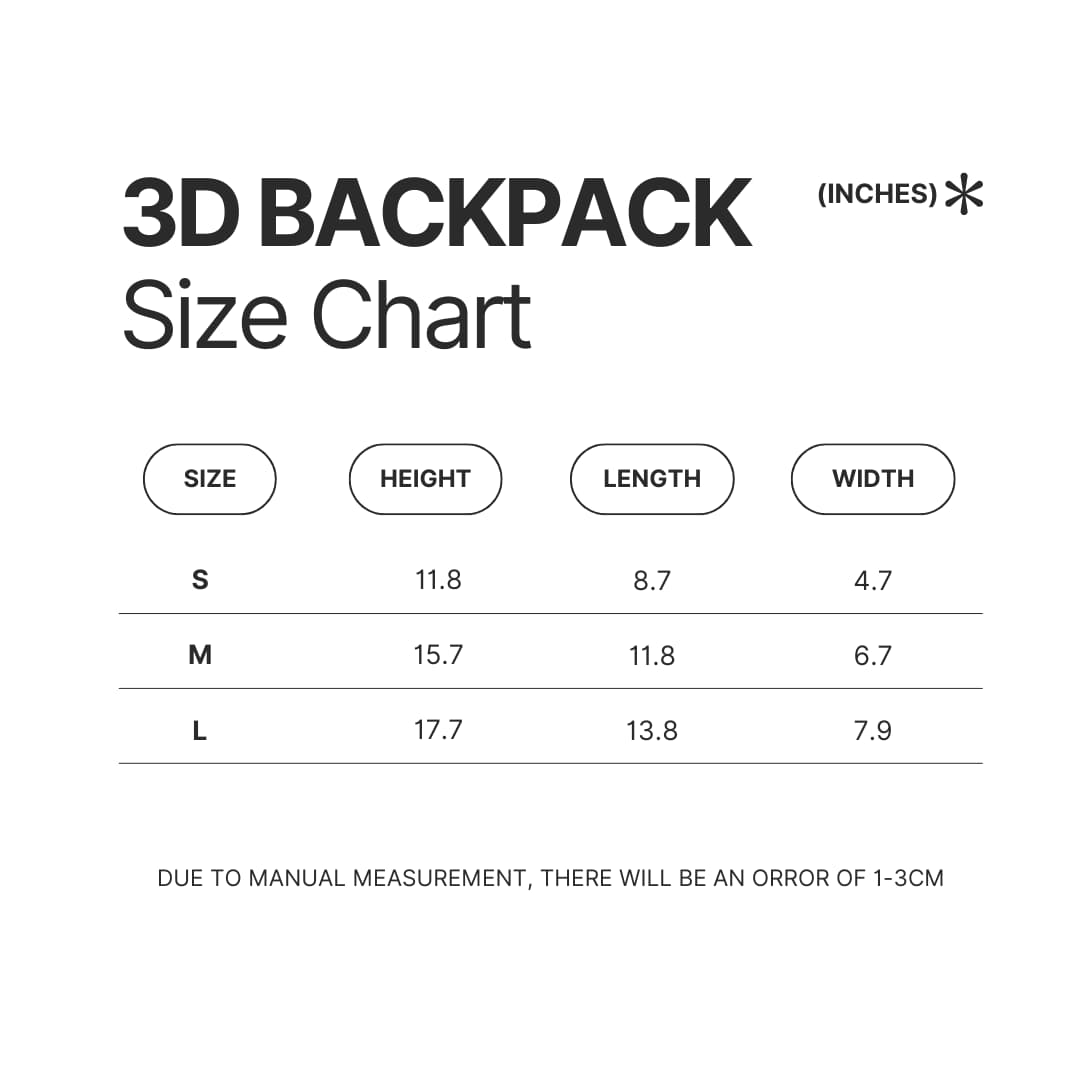 3D Backpack Size Chart - Animal Crossing UK Shop