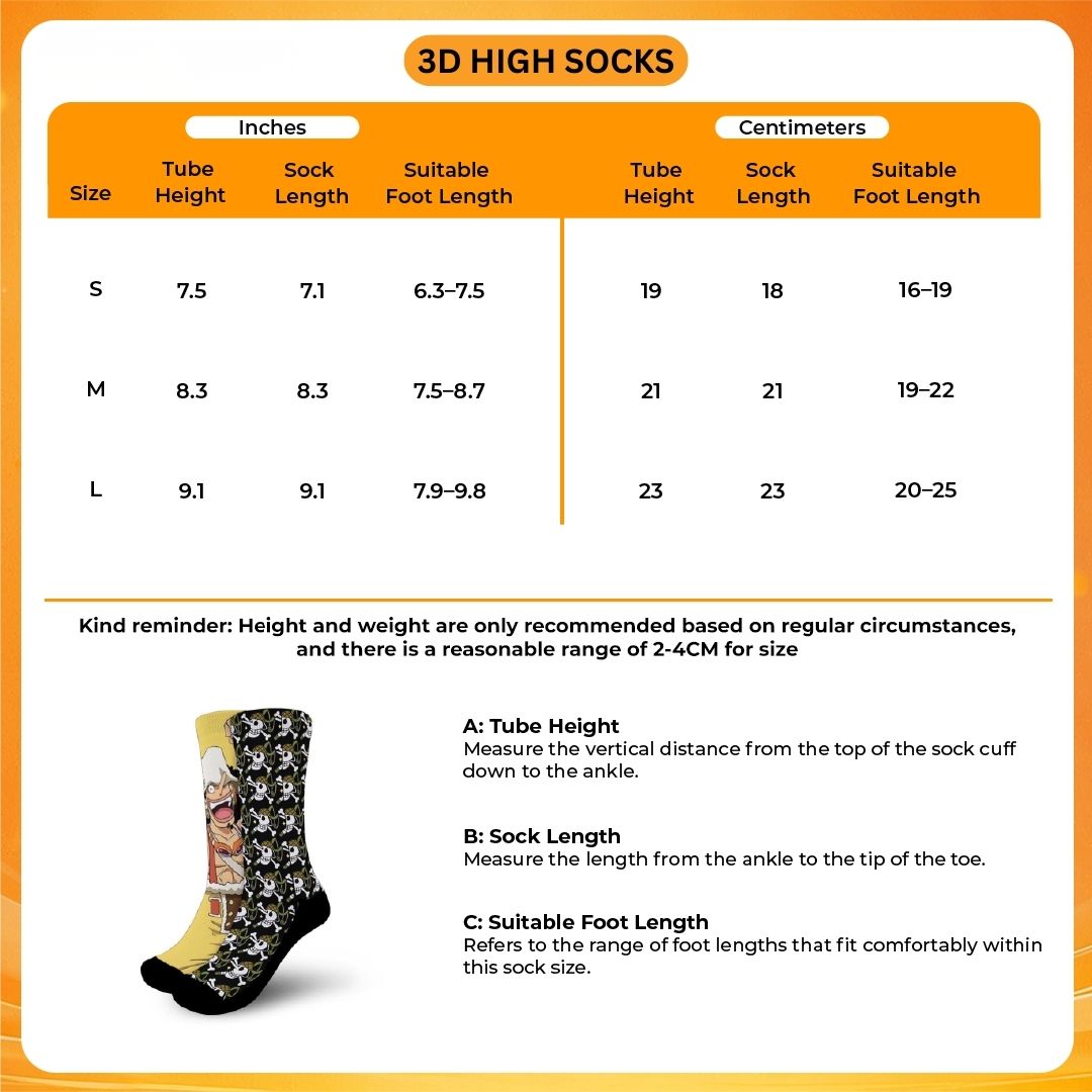 3D high Socks Size Chart - Animal Crossing UK Shop