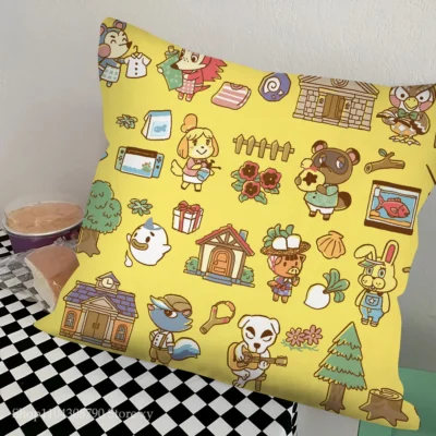 Animal Crossing Starry Night Village Throw Pillow