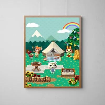 Animal Crossing Forest Picnic Wall Art