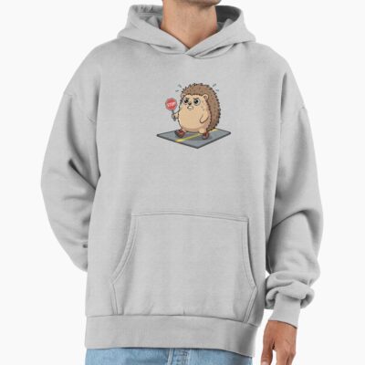 Grumpy Hedgehog Safety Crossing Guard Sticker Hoodie
