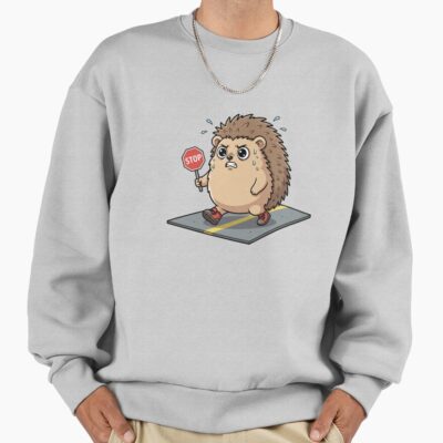 Grumpy Hedgehog Safety Crossing Guard Sticker Sweatshirt